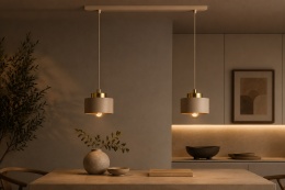 Lampa wisząca 2xE27 Simply Latte/Gold