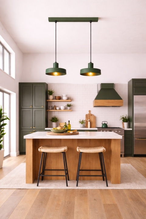 Lampa wisząca 2xE27 Velyo Khaki