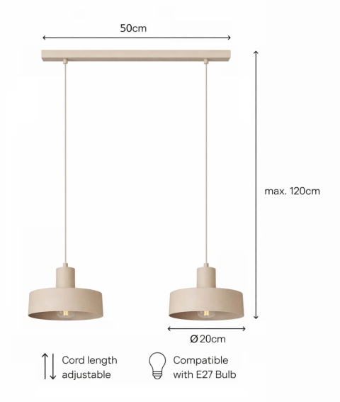 Lampa wisząca 2xE27 Velyo Latte