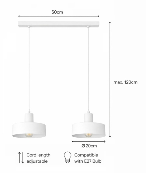 Lampa wisząca 2xE27 Velyo White