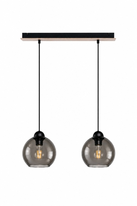 Lampa wisząca 2xE27 YUNO WOOD BLACK/NATURAL