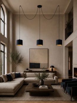 Lampa wisząca 3xE27 FLOW BLACK LONG