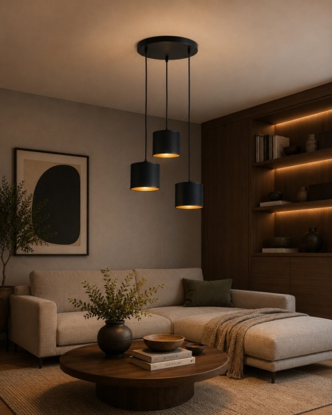 Lampa wisząca 3xE27 FLOW BLACK
