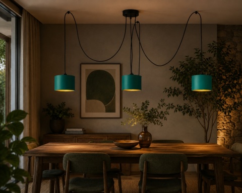 Pendant lamp 3xE27 FLOW GREEN LONG