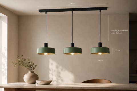 Lampa wisząca 3xE27 HAKI BLACK