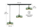 Lampa wisząca 3xE27 HAKI GOLD