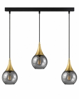 Lampa wisząca 3xE27 LACRIMA SMOKY/GOLD