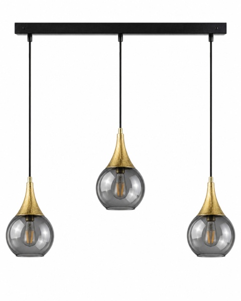 Pendant lamp 3xE27 LACRIMA SMOKY/GOLD