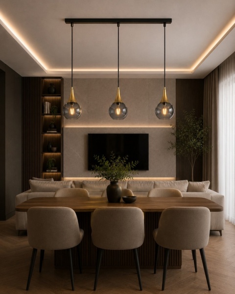 Pendant lamp 3xE27 LACRIMA SMOKY/GOLD