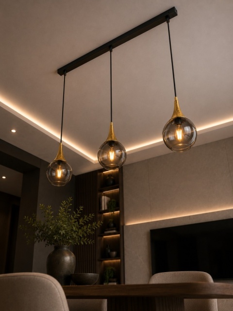 Pendant lamp 3xE27 LACRIMA SMOKY/GOLD