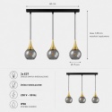 Pendant lamp 3xE27 LACRIMA SMOKY/GOLD