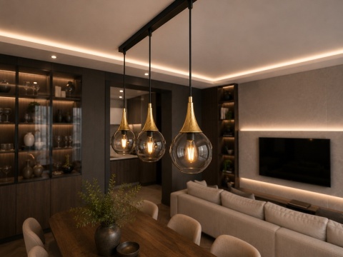 Pendant lamp 3xE27 LACRIMA SMOKY/GOLD