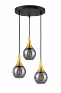 Pendant lamp 3xE27 LACRIMA SMOKY/GOLD