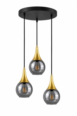 Lampa wisząca 3xE27 LACRIMA SMOKY/GOLD
