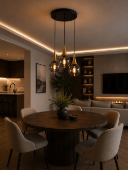 Lampa wisząca 3xE27 LACRIMA SMOKY/GOLD