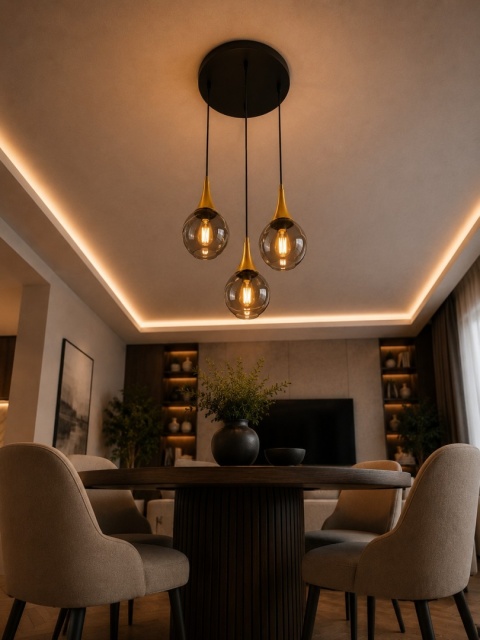 Pendant lamp 3xE27 LACRIMA SMOKY/GOLD