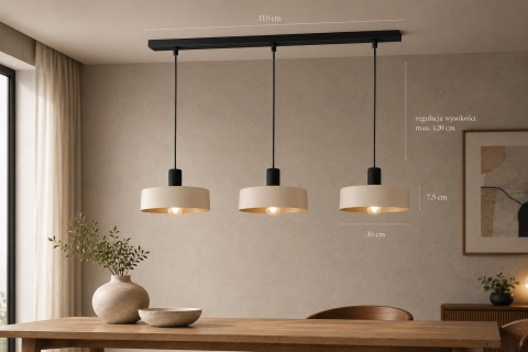 Lampa wisząca 3xE27 LATTE BLACK
