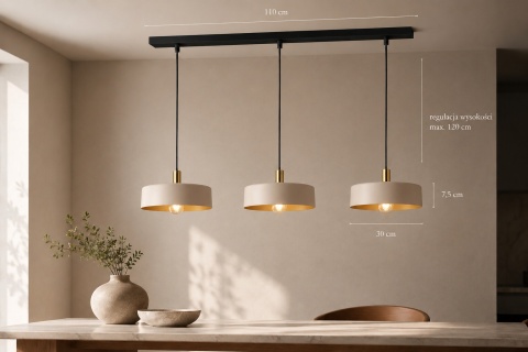 Pendant lamp 3xE27 LATTE GOLD