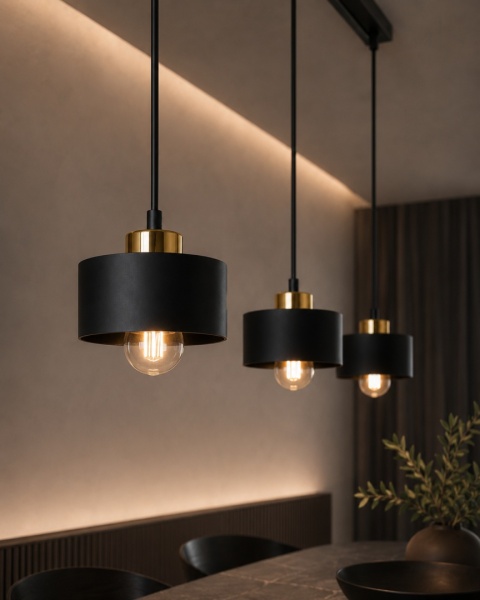 Pendant lamp 3xE27 SIMPLY BLACK/GOLD