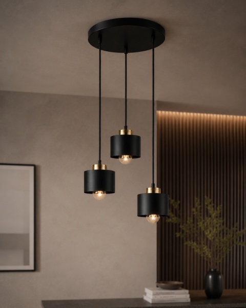 Lampa wisząca 3xE27 SIMPLY BLACK/GOLD
