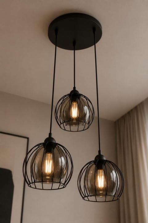 Lampa wisząca 3xE27 SOLO BLACK