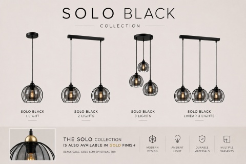 Pendant lamp 3xE27 SOLO BLACK