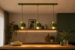 Lampa wisząca 3xE27 Simply Khaki/Gold