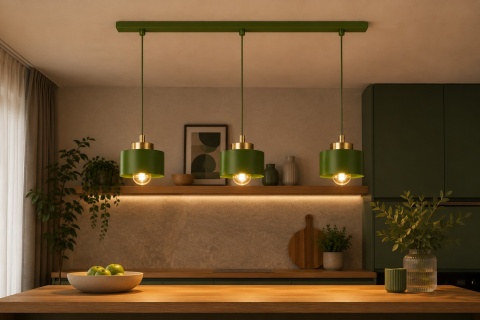 Lampa wisząca 3xE27 Simply Khaki/Gold