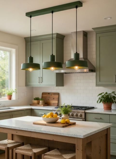 Lampa wisząca 3xE27 Velyo Khaki
