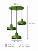 Lampa wisząca 3xE27 Velyo Khaki