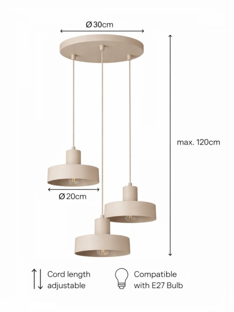 Lampa wisząca 3xE27 Velyo Latte