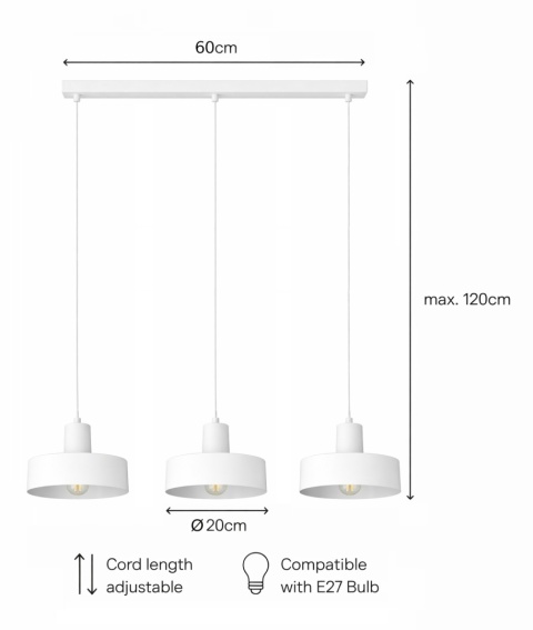 Lampa wisząca 3xE27 Velyo White