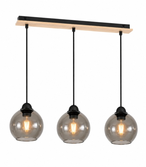 Pendant lamp 3xE27 YUNO WOOD BLACK/NATURAL