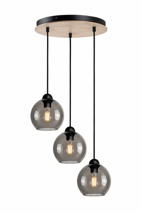 Lampa wisząca 3xE27 YUNO WOOD BLACK/NATURAL