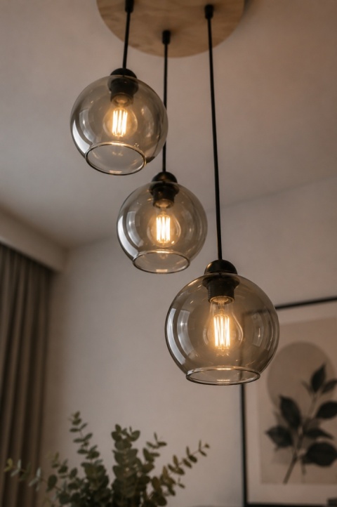 Lampa wisząca 3xE27 YUNO WOOD BLACK/NATURAL