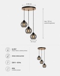 Lampa wisząca 3xE27 YUNO WOOD BLACK/NATURAL