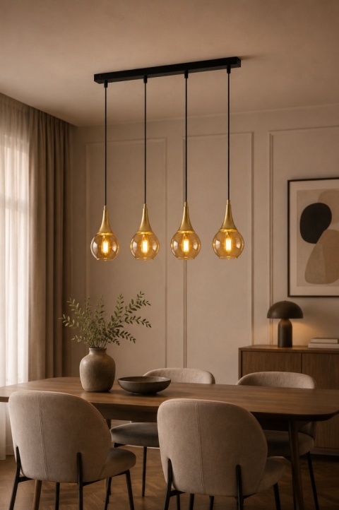 Pendant lamp 4xE27 LACRIMA HONEY/GOLD