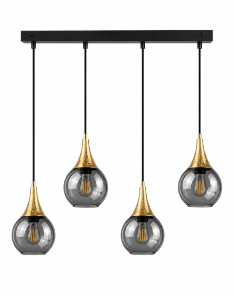 Pendant lamp 4xE27 LACRIMA SMOKY/GOLD