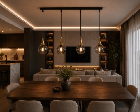 Pendant lamp 4xE27 LACRIMA SMOKY/GOLD