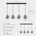 Pendant lamp 4xE27 LACRIMA SMOKY/GOLD