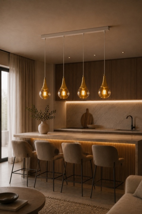 Pendant lamp 4xE27 LACRIMA WHITE