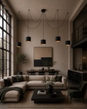 Pendant lamp 5xE27 FLOW BLACK LONG