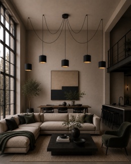 Lampa wisząca 5xE27 FLOW BLACK LONG