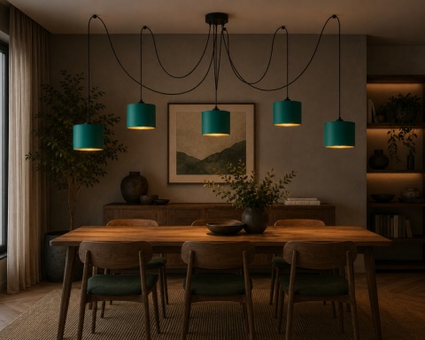 Lampa wisząca 5xE27 FLOW GREEN LONG