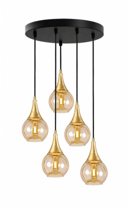 Lampa wisząca 5xE27 LACRIMA HONEY/GOLD