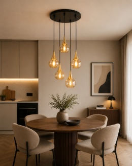 Lampa wisząca 5xE27 LACRIMA HONEY/GOLD