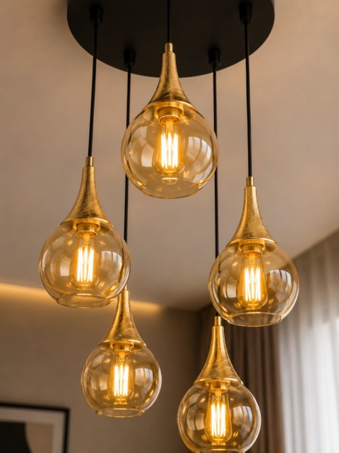 Pendant lamp 5xE27 LACRIMA HONEY/GOLD