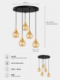 Pendant lamp 5xE27 LACRIMA HONEY/GOLD
