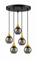 Lampa wisząca 5xE27 LACRIMA SMOKY/GOLD