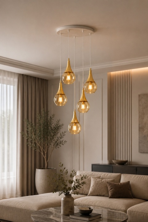 Pendant lamp 5xE27 LACRIMA WHITE